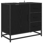 Badezimmermöbel-Set 3 pcs Schwarz Eichen-Optik Holzwerkstoff