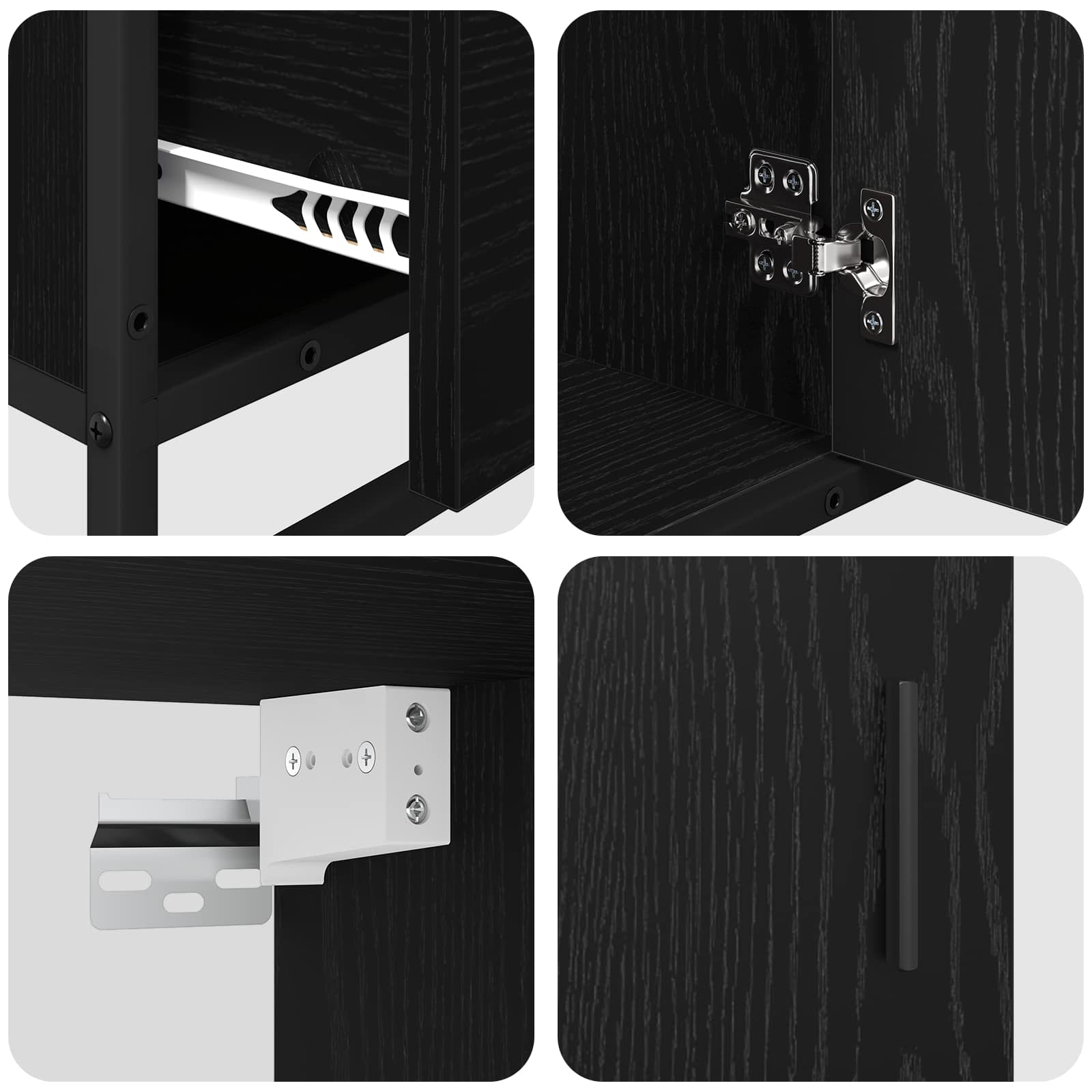 Badezimmermöbel-Set 3 pcs Schwarz Eichen-Optik Holzwerkstoff