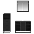 Badezimmermöbel-Set 3 pcs Schwarz Eichen-Optik Holzwerkstoff