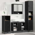 Badezimmermöbel-Set 4 pcs Schwarz Eichen-Optik Holzwerkstoff