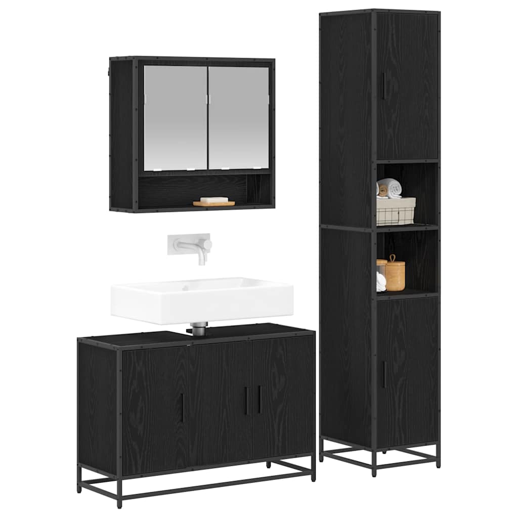 Badezimmermöbel-Set mit Regal 3 pcs Altholz Holzwerkstoff