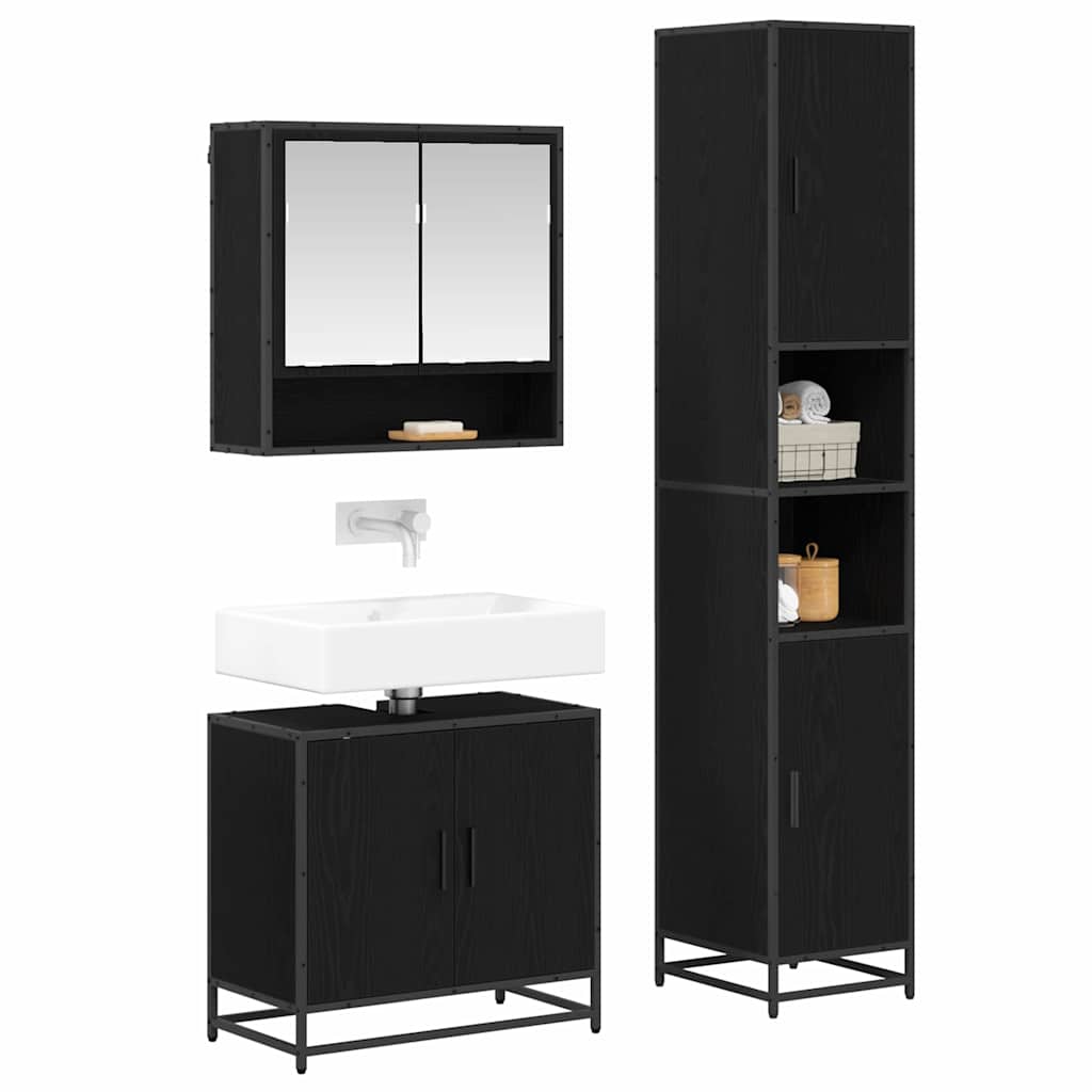 Badezimmermöbel-Set mit Regal 3 pcs Artisan-Eiche Holzwerkstoff