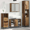 Badezimmermöbel-Set mit Regal 3 pcs Altholz Holzwerkstoff