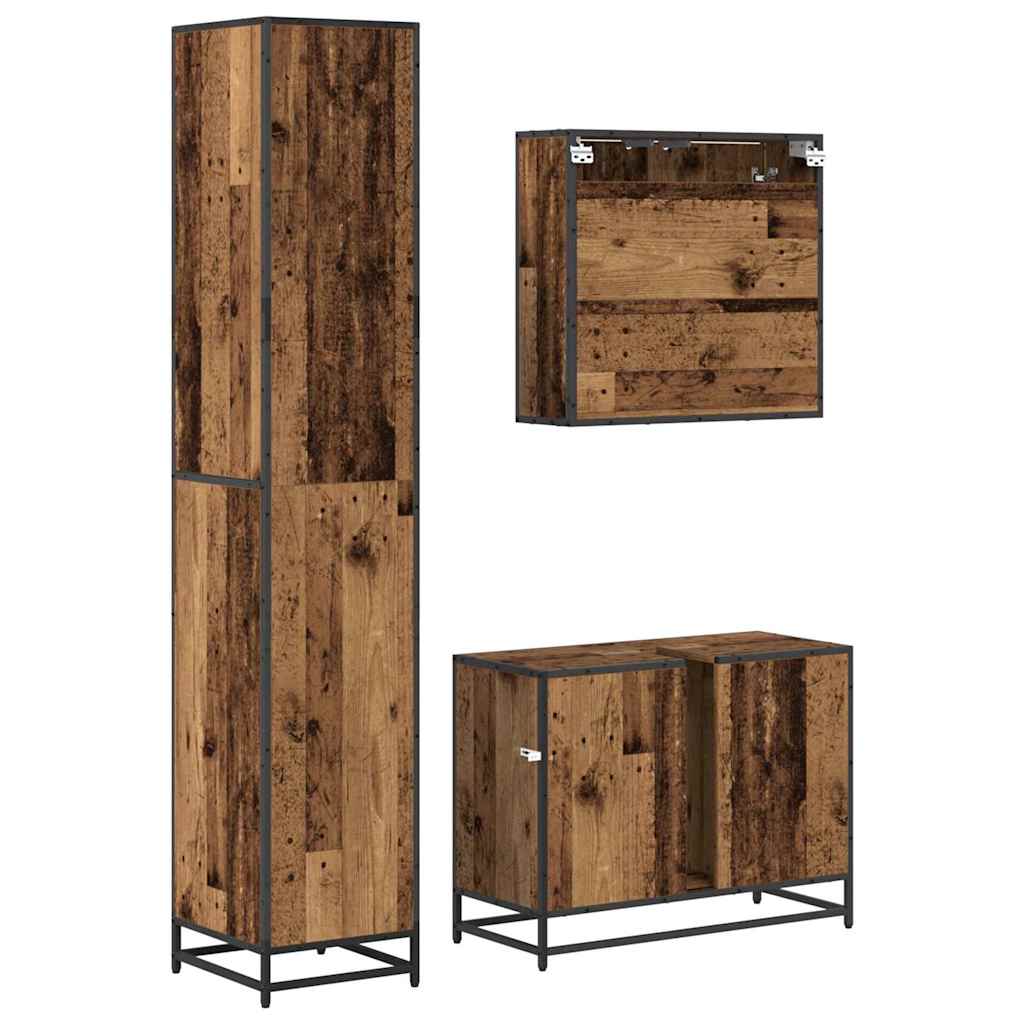 Badezimmermöbel-Set mit Regal 3 pcs Altholz Holzwerkstoff