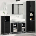 Badezimmermöbel-Set 3 pcs Schwarz Eichen-Optik Holzwerkstoff