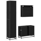 Badezimmermöbel-Set 3 pcs Schwarz Eichen-Optik Holzwerkstoff