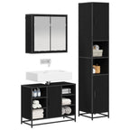 Badezimmermöbel-Set 3 pcs Schwarz Eichen-Optik Holzwerkstoff