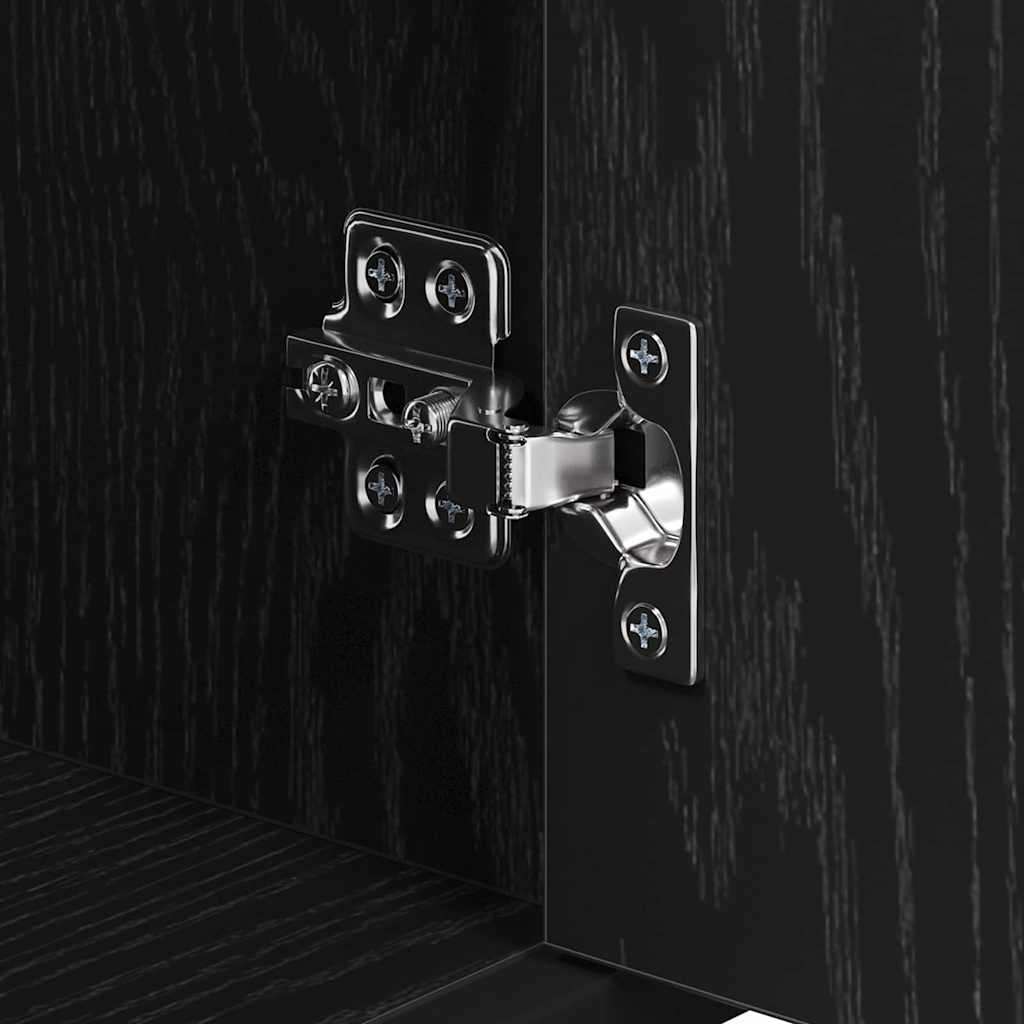 Badezimmermöbel-Set 3 pcs Schwarz Eichen-Optik Holzwerkstoff