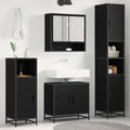 Badezimmermöbel-Set 3 pcs Schwarz Eichen-Optik Holzwerkstoff
