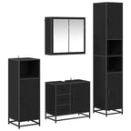 Badezimmermöbel-Set 4 pcs Schwarz Eichen-Optik Holzwerkstoff