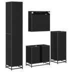 Badezimmermöbel-Set 4 pcs Schwarz Eichen-Optik Holzwerkstoff