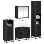Badezimmermöbel-Set 4 pcs Schwarz Eichen-Optik Holzwerkstoff
