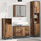 Badezimmermöbel-Set mit Schubladen 3 pcs Altholz Holzwerkstoff