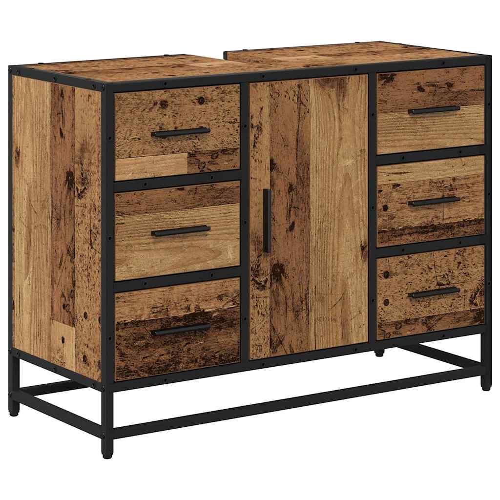 Badezimmermöbel-Set mit Schubladen 3 pcs Altholz Holzwerkstoff