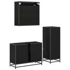 Badezimmermöbel-Set 3 pcs Schwarz Eichen-Optik Holzwerkstoff
