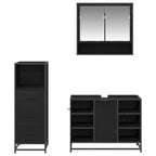Badezimmermöbel-Set 3 pcs Schwarz Eichen-Optik Holzwerkstoff