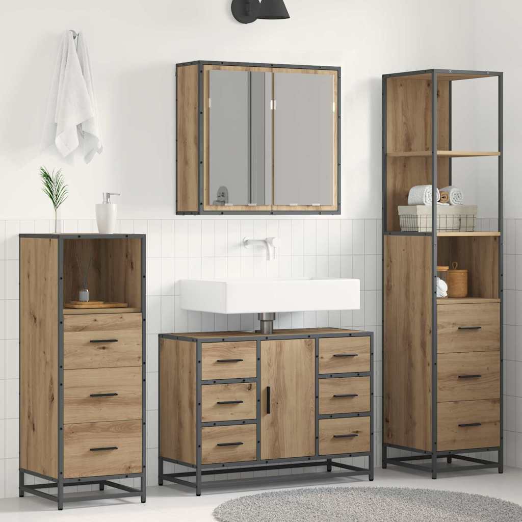 Badezimmermöbel Set mit Tür 4 pcs Artisan-Eiche Holzwerkstoff