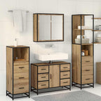 Badezimmermöbel Set mit Tür 4 pcs Artisan-Eiche Holzwerkstoff