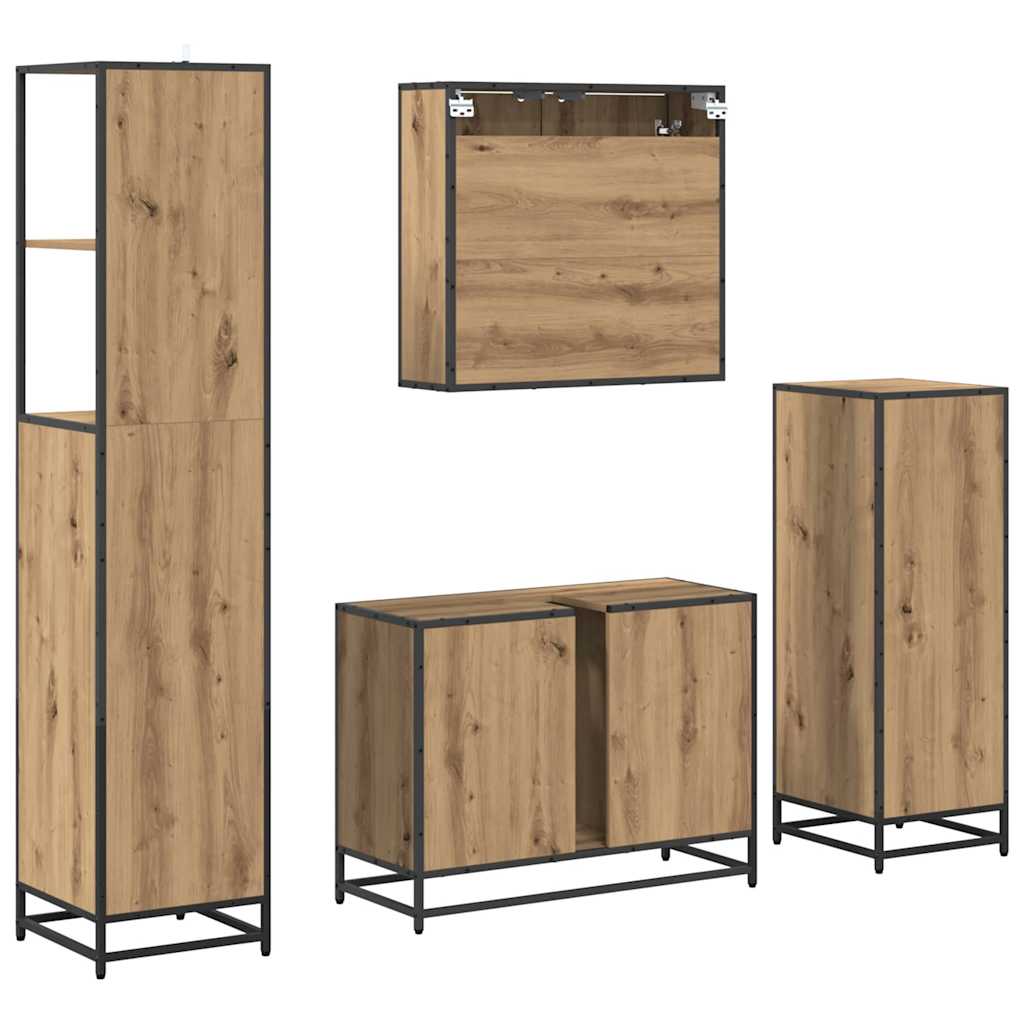 Badezimmermöbel Set mit Tür 4 pcs Artisan-Eiche Holzwerkstoff