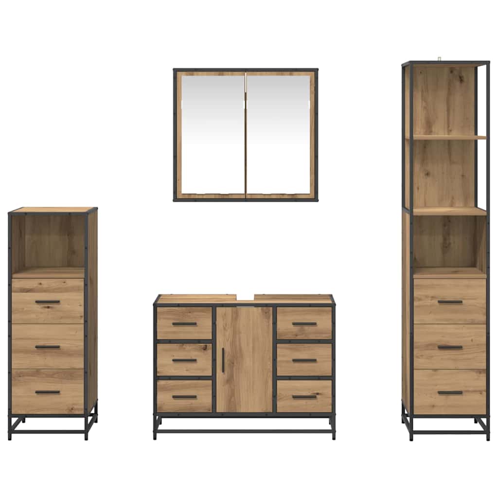 Badezimmermöbel Set mit Tür 4 pcs Artisan-Eiche Holzwerkstoff
