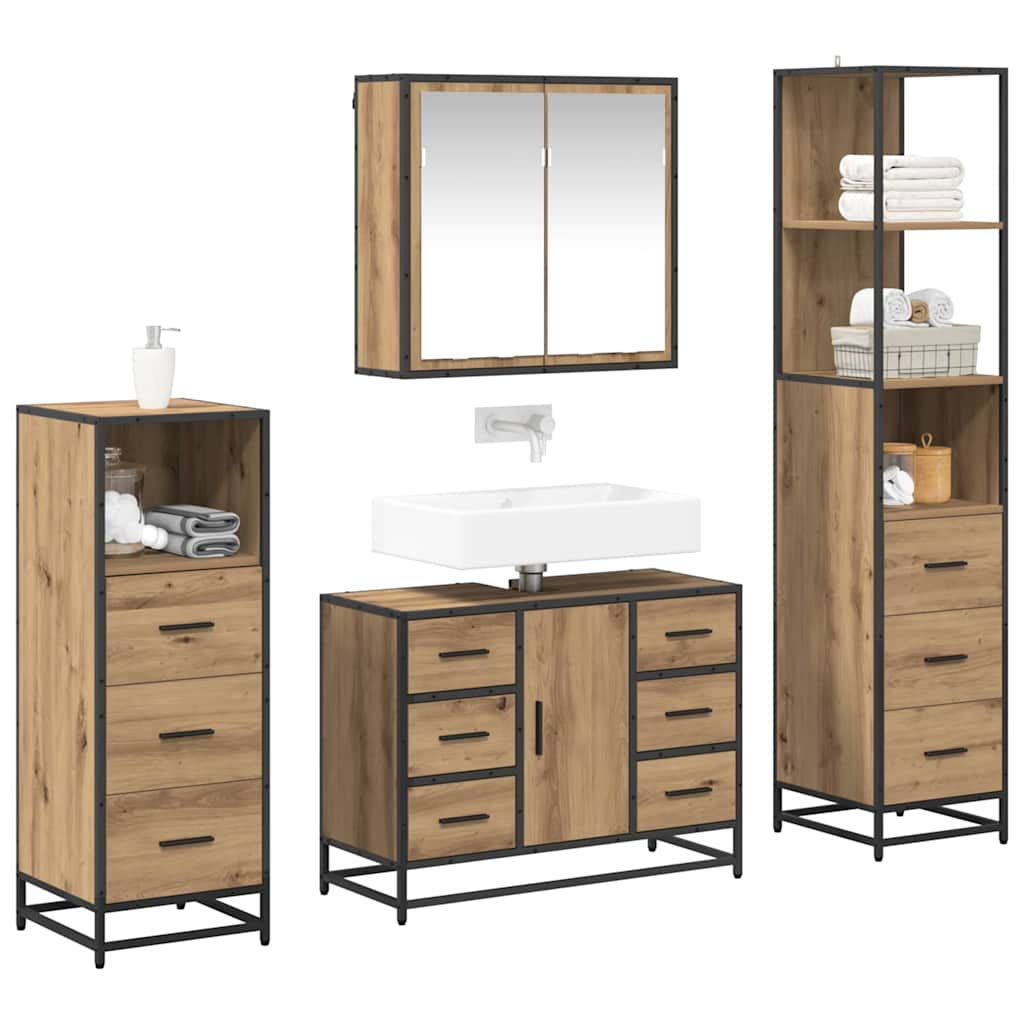 Badezimmermöbel Set mit Tür 4 pcs Artisan-Eiche Holzwerkstoff
