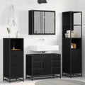 Badezimmermöbel-Set 4 pcs Schwarz Eichen-Optik Holzwerkstoff