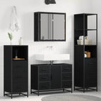 Badezimmermöbel-Set 4 pcs Schwarz Eichen-Optik Holzwerkstoff