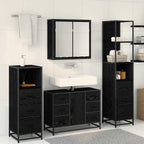 Badezimmermöbel-Set 4 pcs Schwarz Eichen-Optik Holzwerkstoff
