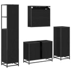 Badezimmermöbel-Set 4 pcs Schwarz Eichen-Optik Holzwerkstoff