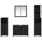 Badezimmermöbel-Set 4 pcs Schwarz Eichen-Optik Holzwerkstoff