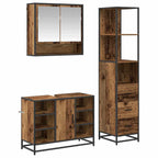 Badezimmermöbel-Set mit Schubladen 3 pcs Altholz Holzwerkstoff
