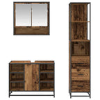 Badezimmermöbel-Set mit Schubladen 3 pcs Altholz Holzwerkstoff