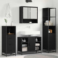 Badezimmermöbel-Set 3 pcs Schwarz Eichen-Optik Holzwerkstoff