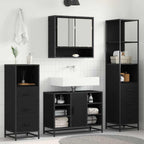 Badezimmermöbel-Set 3 pcs Schwarz Eichen-Optik Holzwerkstoff