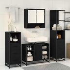 Badezimmermöbel-Set 3 pcs Schwarz Eichen-Optik Holzwerkstoff