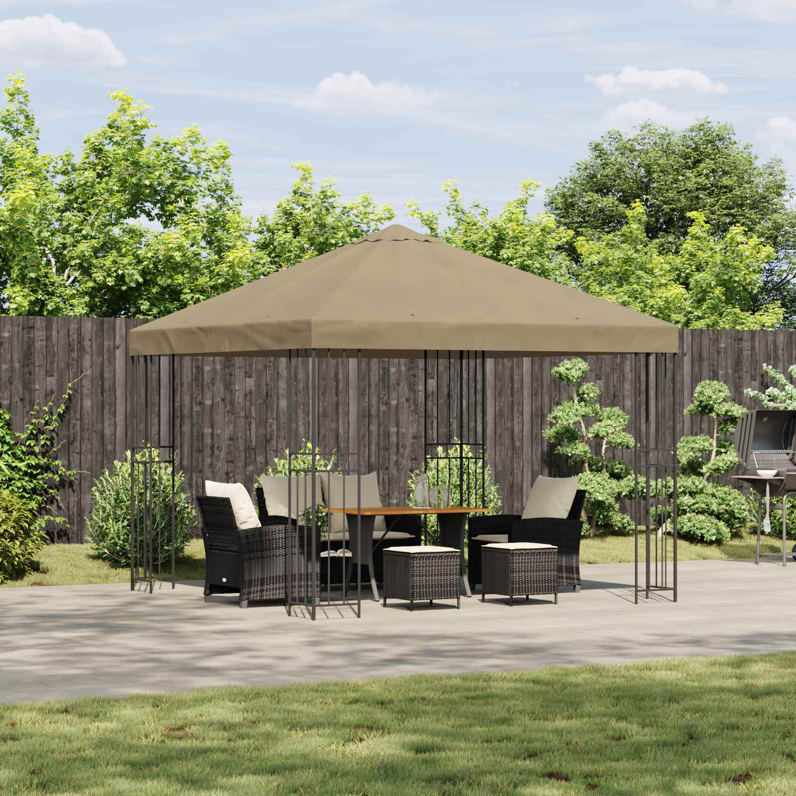 Pavillon 3 x 3 m Beige Polyester und Stahl 190 gsm
