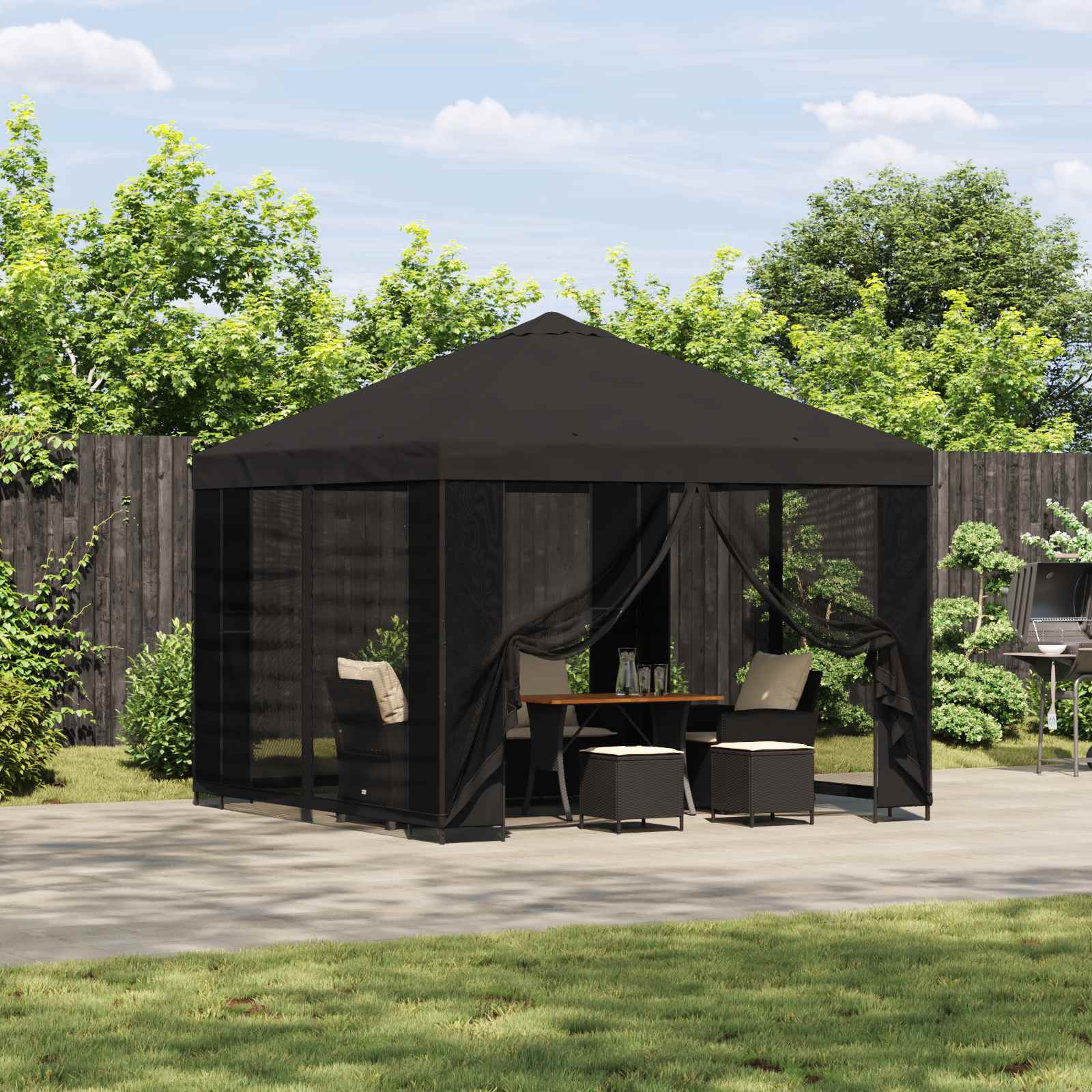 Pavillon 3 x 3 m Anthrazit Polyester und Stahl 190 gsm