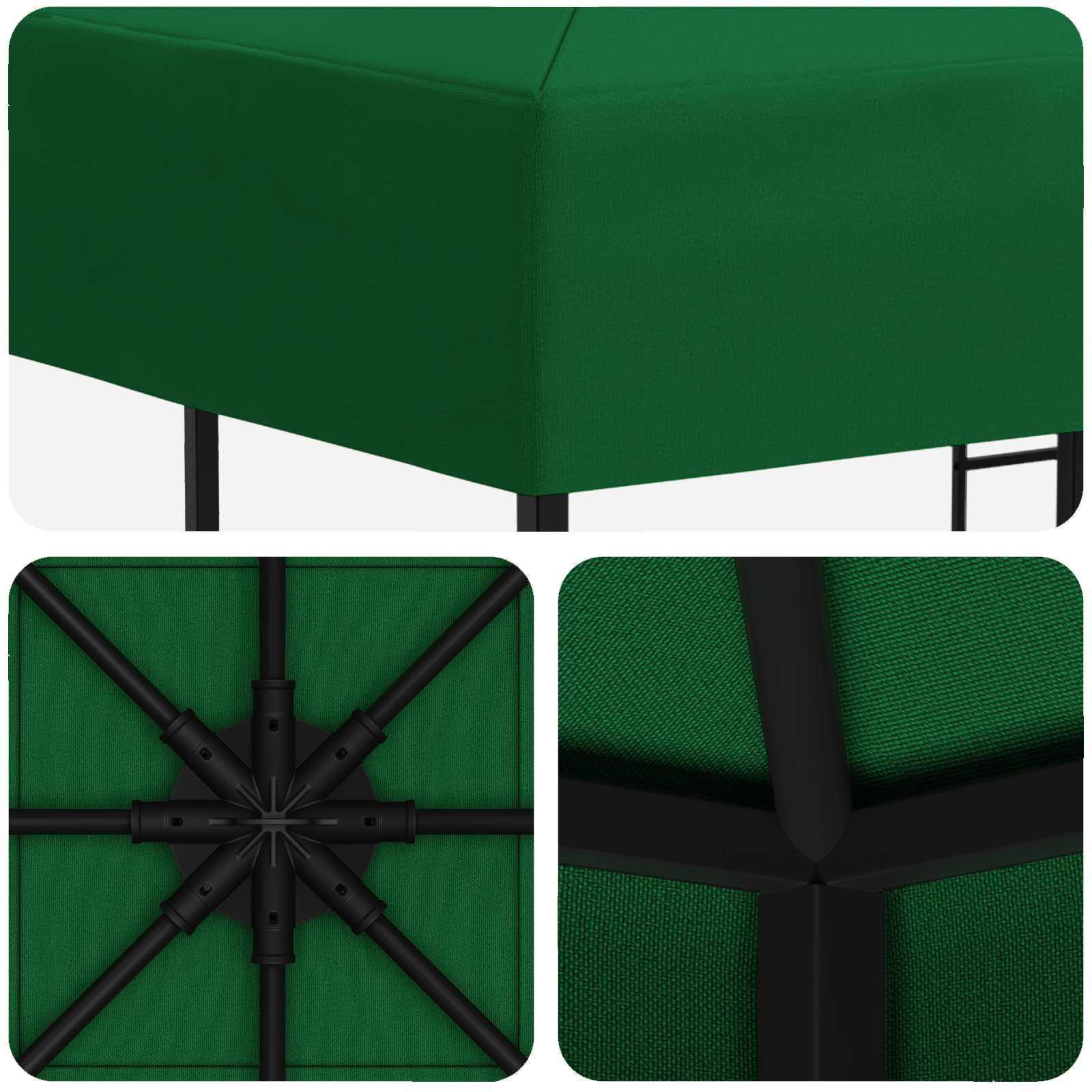 Pavillon 3 x 3 m Grün Polyester und Stahl 190 gsm