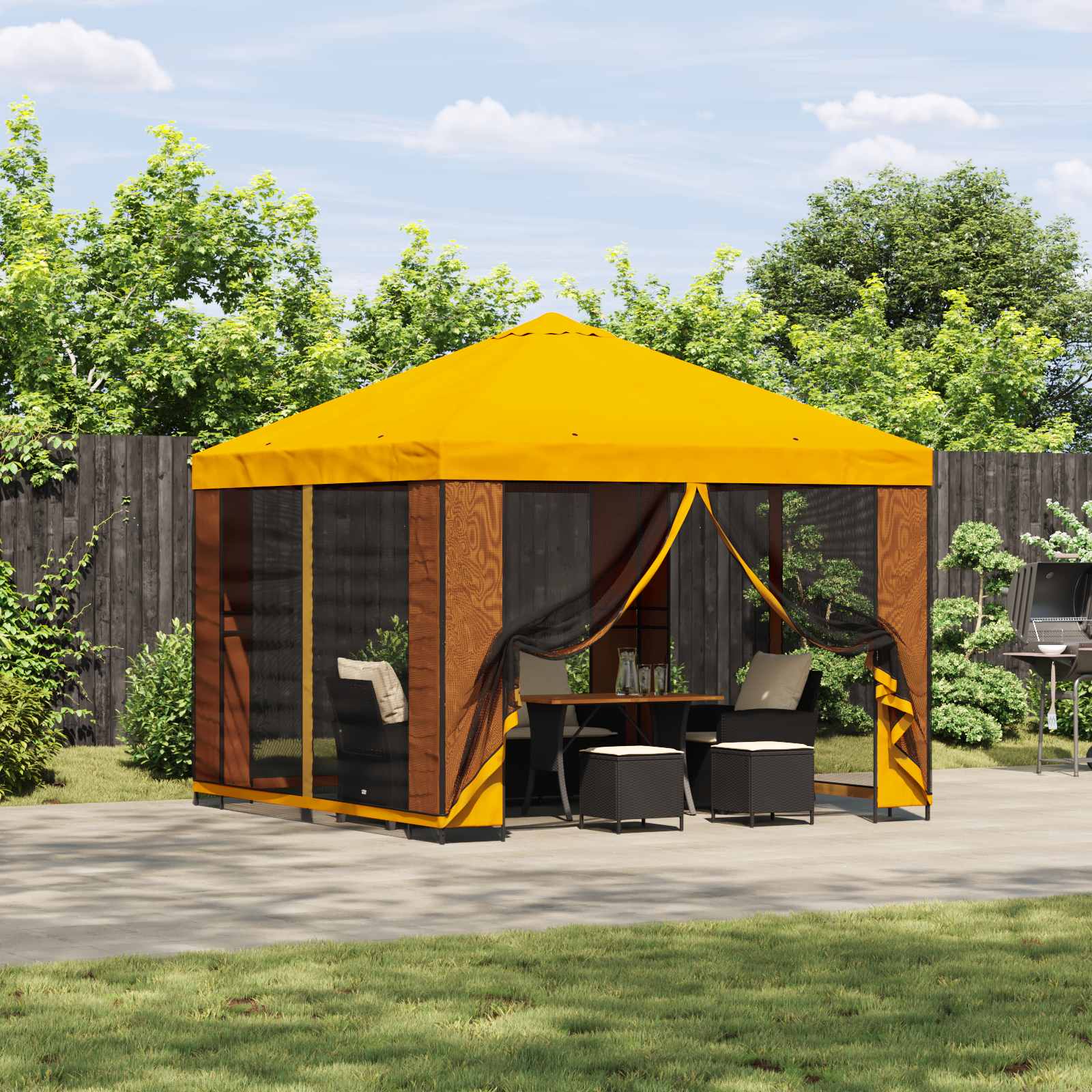 Pavillon 3 x 3 m Gelb Polyester und Stahl 190 gsm