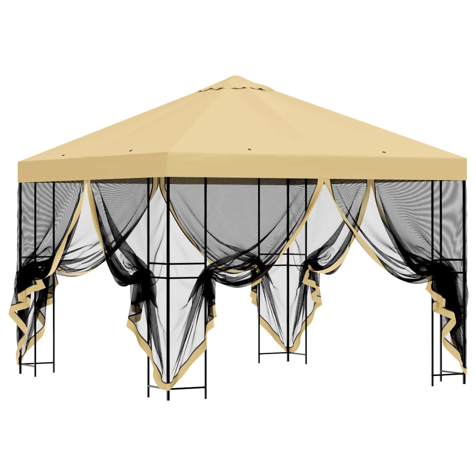 Garten Pavillon mit Seitenwänden 3 x 3 m Creme