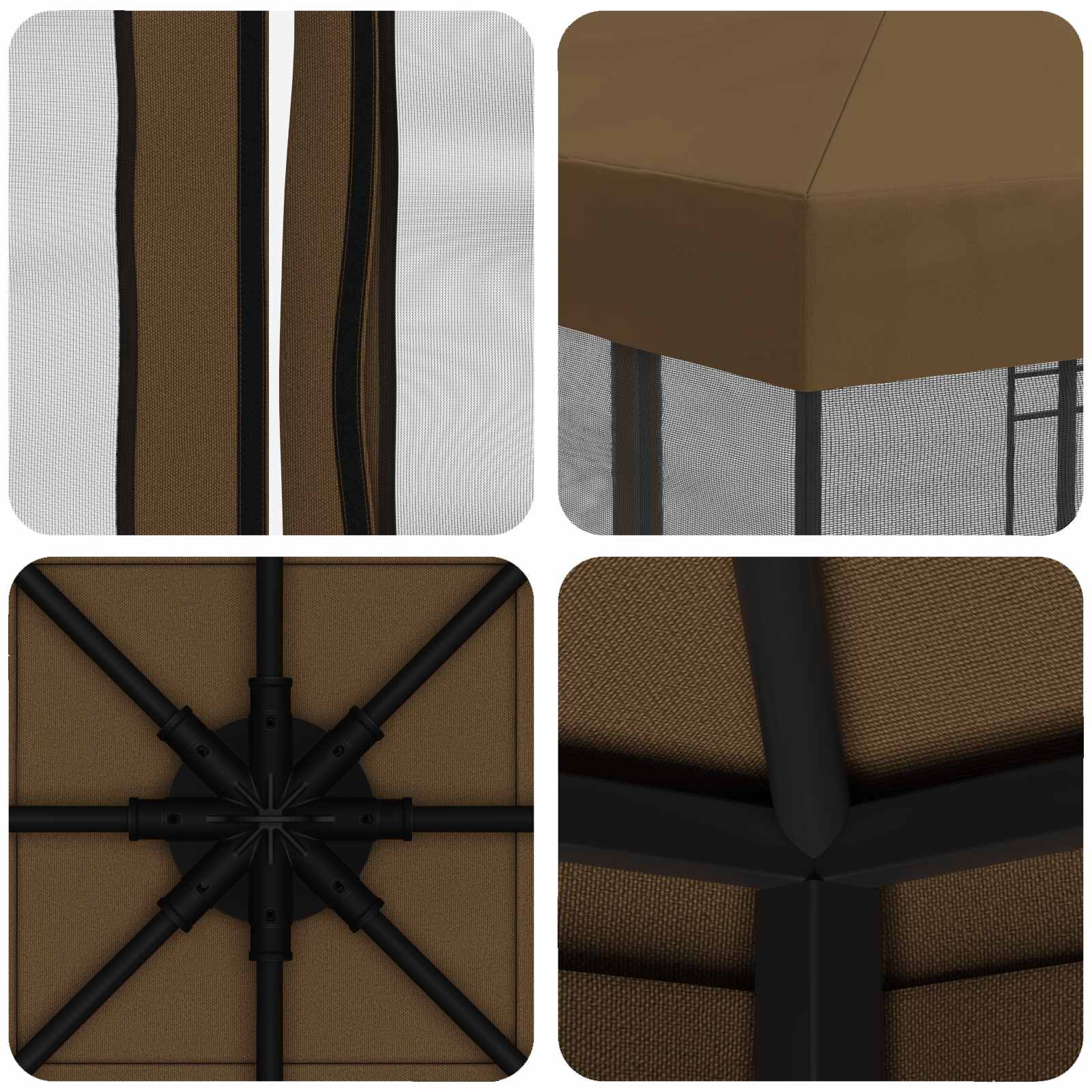 Garten Pavillon mit Seitenwänden 3 x 3 m Taupe