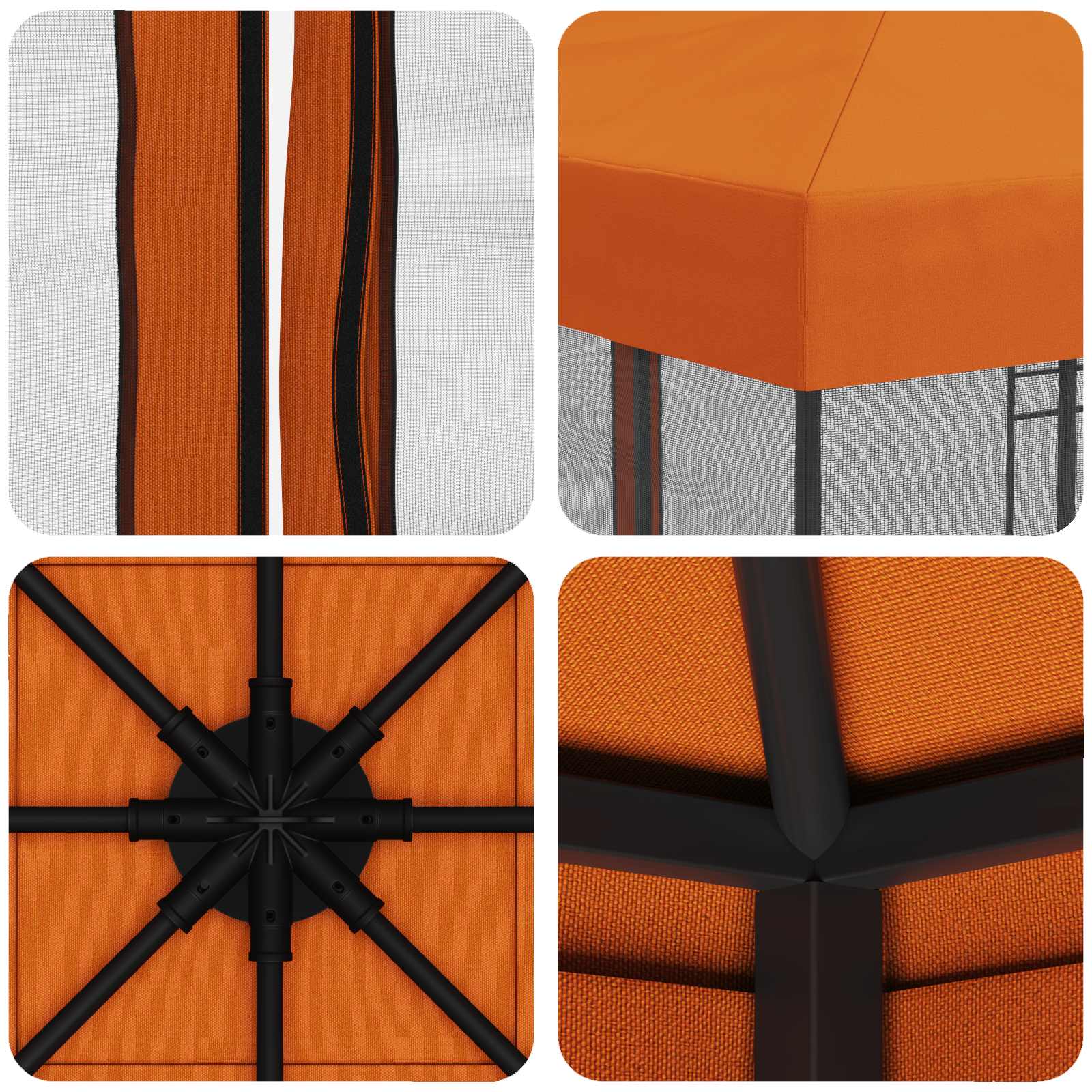 Garten Pavillon mit Seitenwänden 3 x 3 m Orange