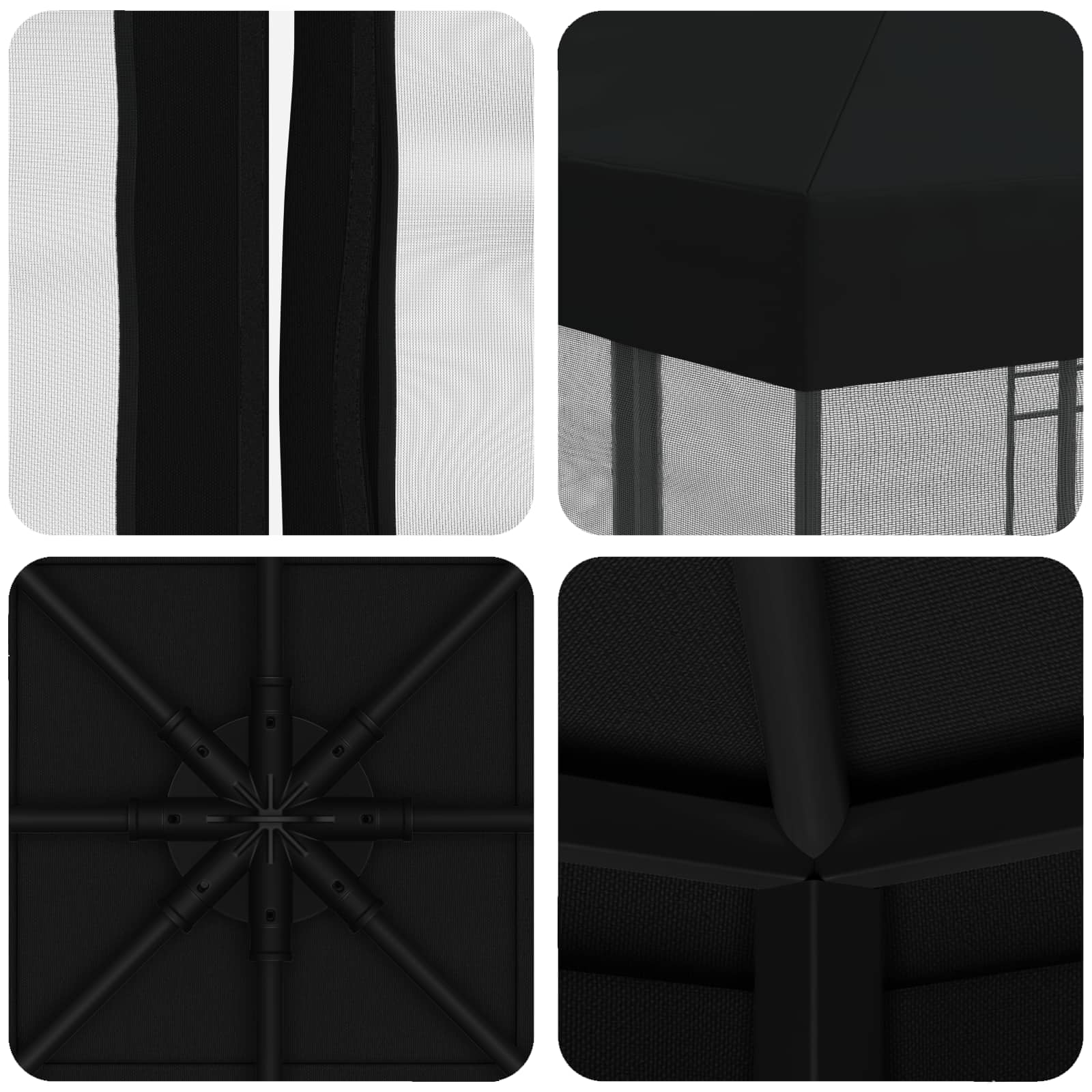 Garten Pavillon mit Seitenwänden 3 x 3 m Schwarz