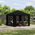 Garten Pavillon mit Seitenwänden 3 x 3 m Schwarz