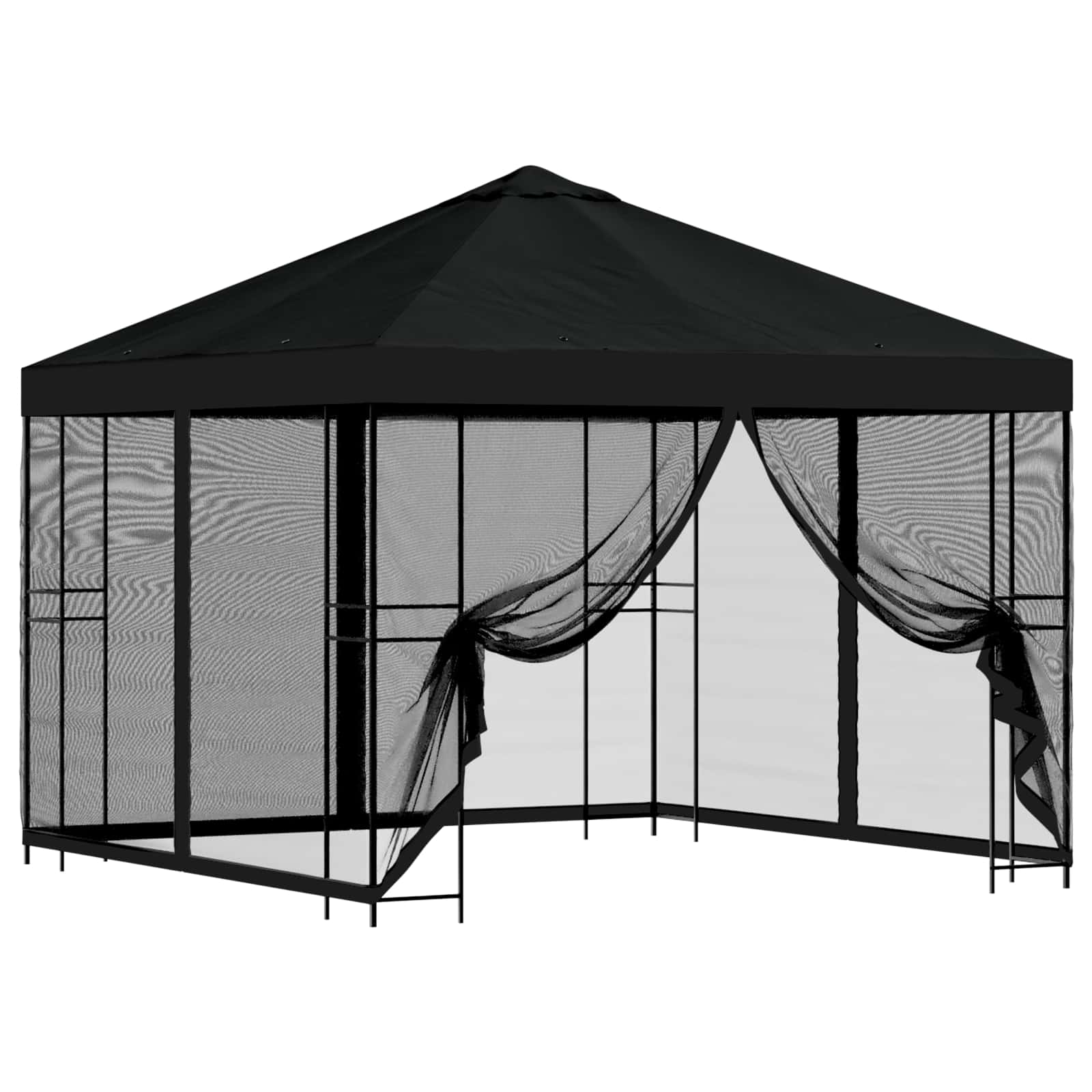 Garten Pavillon mit Seitenwänden 3 x 3 m Schwarz