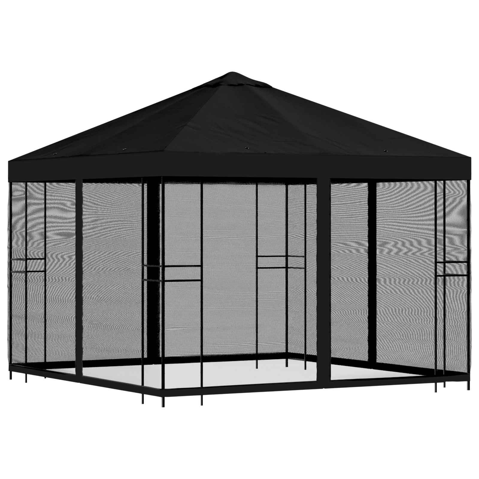 Garten Pavillon mit Seitenwänden 3 x 3 m Schwarz