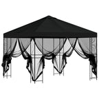 Garten Pavillon mit Seitenwänden 3 x 3 m Schwarz
