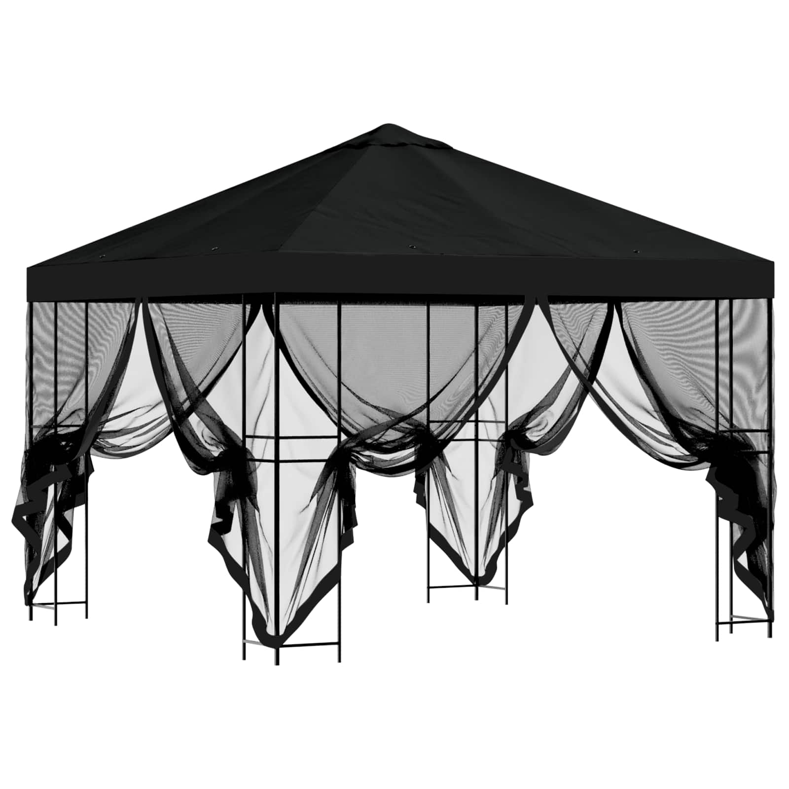 Garten Pavillon mit Seitenwänden 3 x 3 m Schwarz