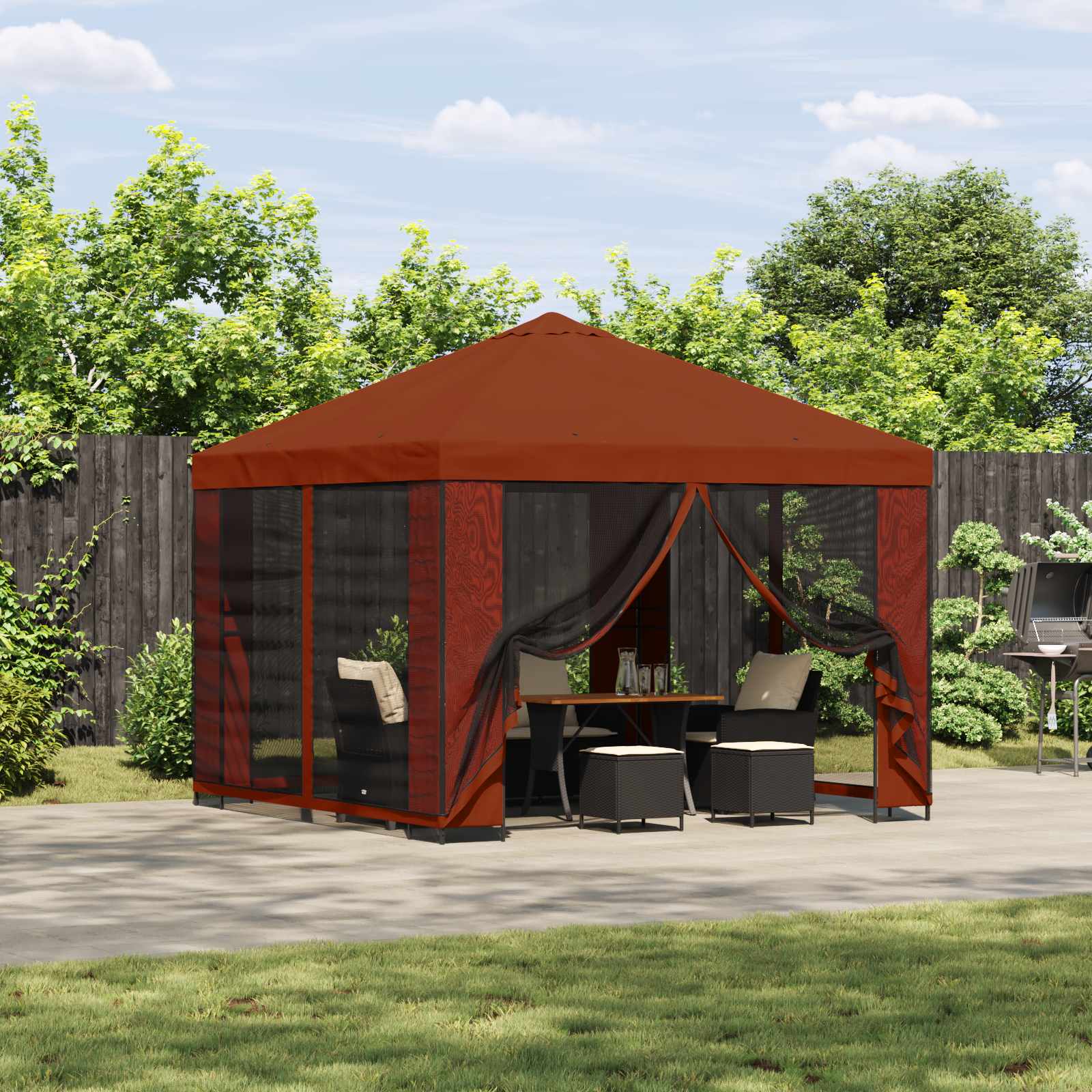 Pavillon 3 x 3 m Terrakotta Polyester und Stahl 190 gsm