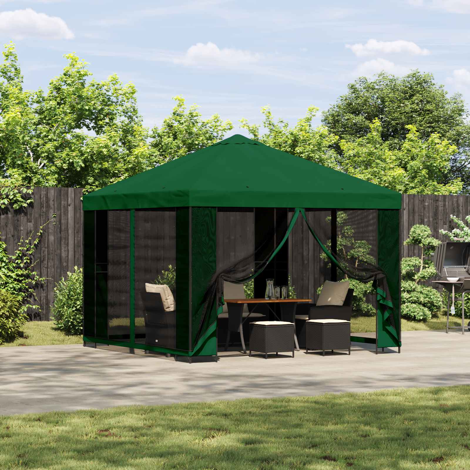 Pavillon 3 x 3 m Grün Polyester und Stahl 190 gsm